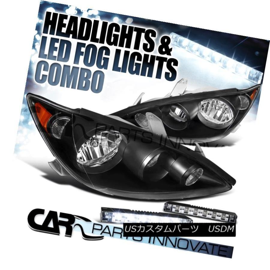 ヘッドライト 05-06用トヨタカムリベースLE SE XLEブラッククリアヘッドライトランプ+ 6-LEDフォグDRL For 05-06 Toyo