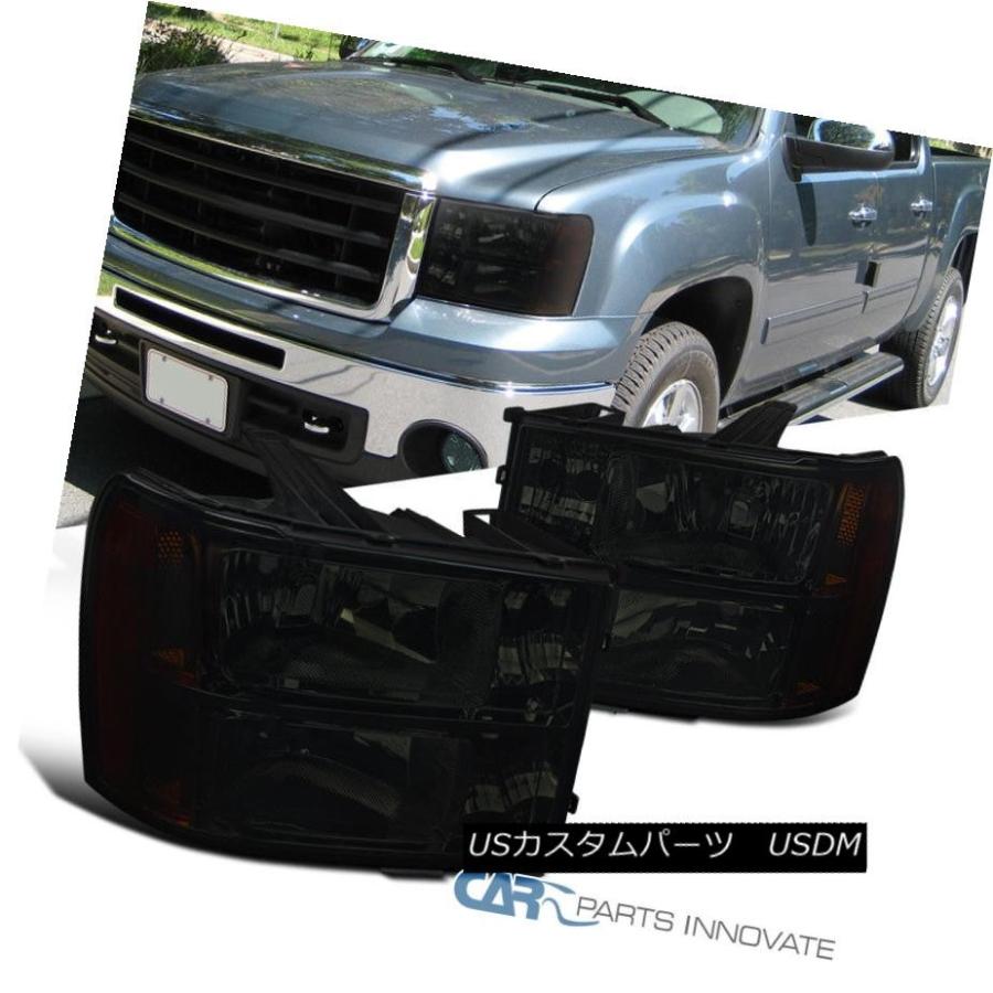 ヘッドライト 07-13 GMC Sierra 1500ピックアップスモークレンズヘッドライトヘッドランプの駆動左+右 07-13 GMC Sierr