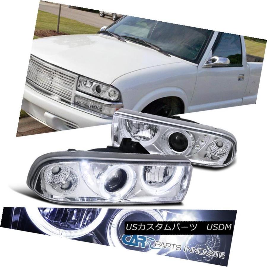 ヘッドライト シェビー98-04 S10ピックアップブレザークロームハロープロジェクターヘッドライトランプ+ SMD LED DRL Chevy 98