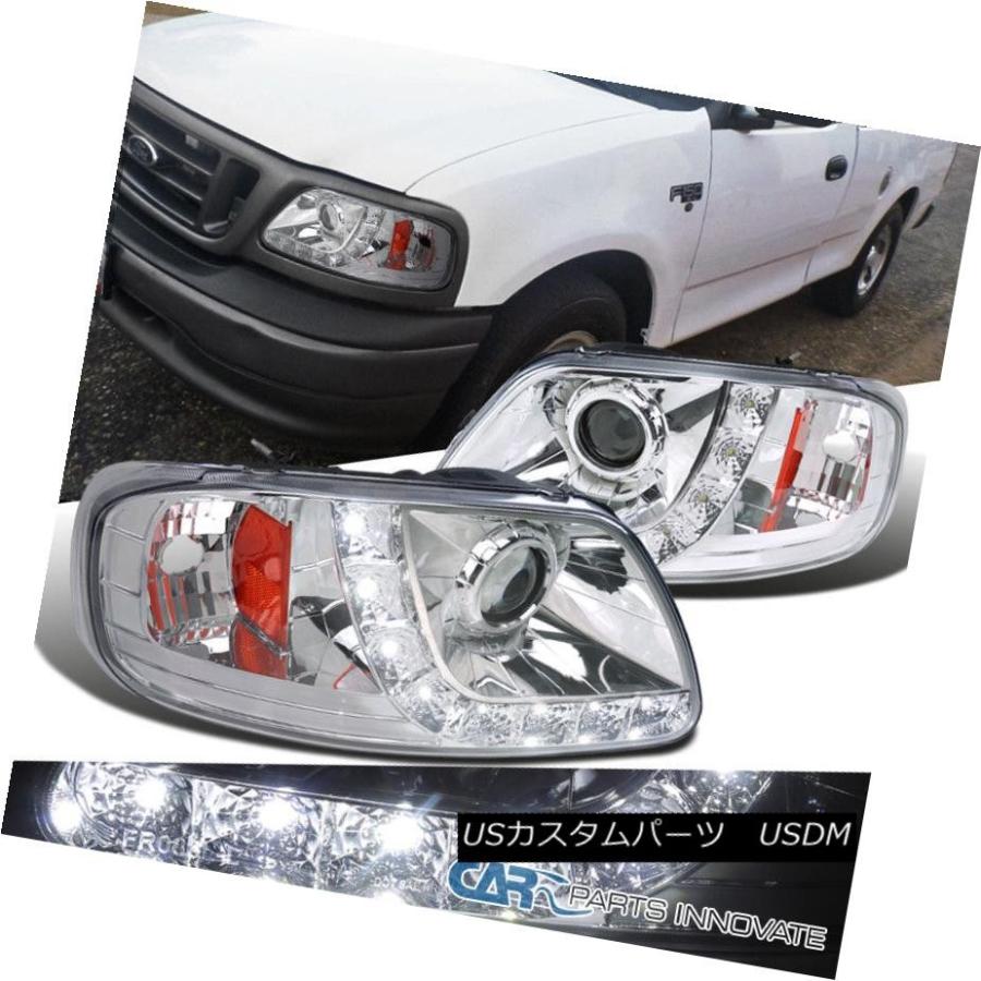 ヘッドライト フォード97-03 F150 97-02遠征クロームクリアLED DRLプロジェクターヘッドライトランプ Ford 97-03 F150