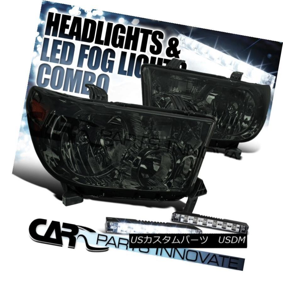 ヘッドライト 07-13トヨタのトンドラ08-14セコイアの煙のヘッドライト+スリ m 6-LEDフォグランプDRL For 07-13 T