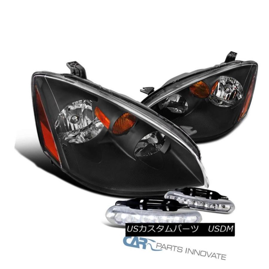 ヘッドライト 日産アルティマJDMブラックヘッドライトヘッドランプ+ LEDフォグバンパーDRL For 2002-2004 Nissan Altim