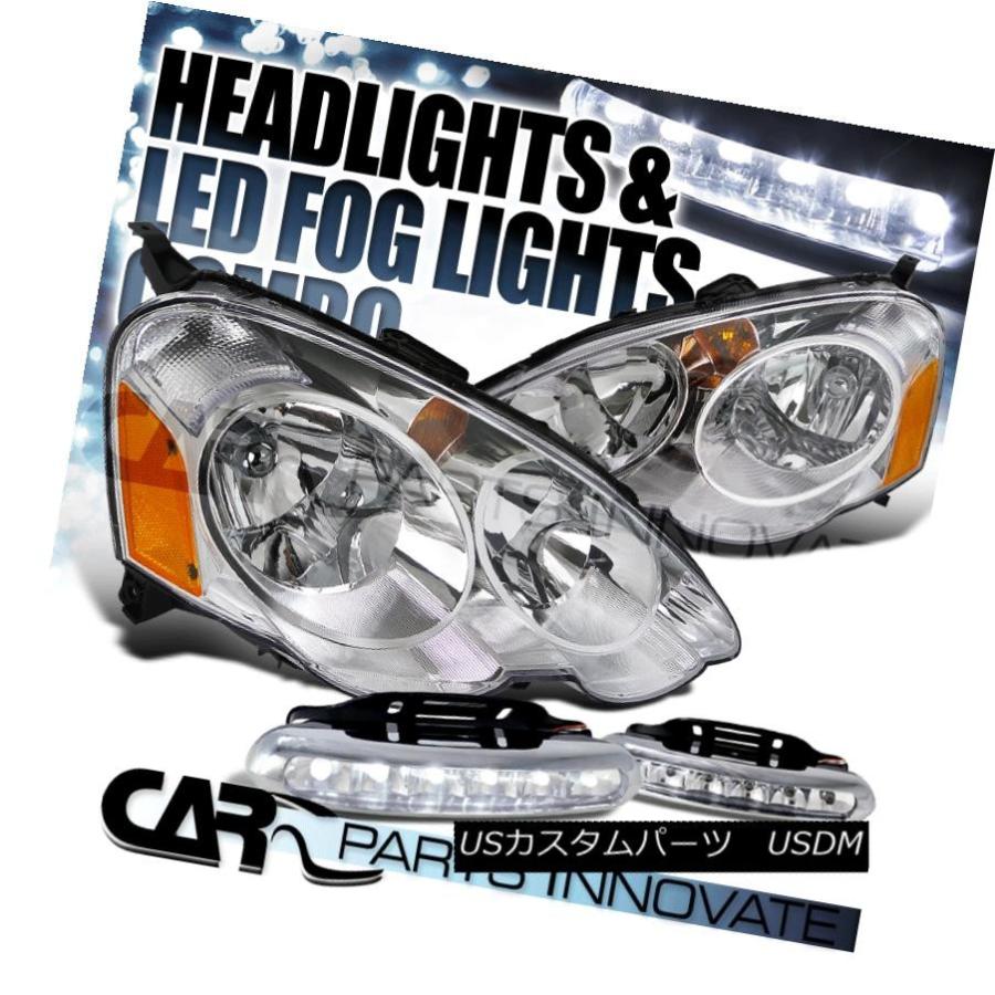 ヘッドライト 2002-2004 Acura RSX DC5 JDMクロームクリスタルヘッドライトランプ+ LEDフォグバンパーDRL 2002-20