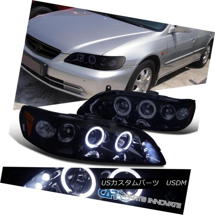 ヘッドライト Glossy Black Fit Honda 98-02 Accord 2 / 4Dr Tinted LEDプロジェクターヘッドライトラ