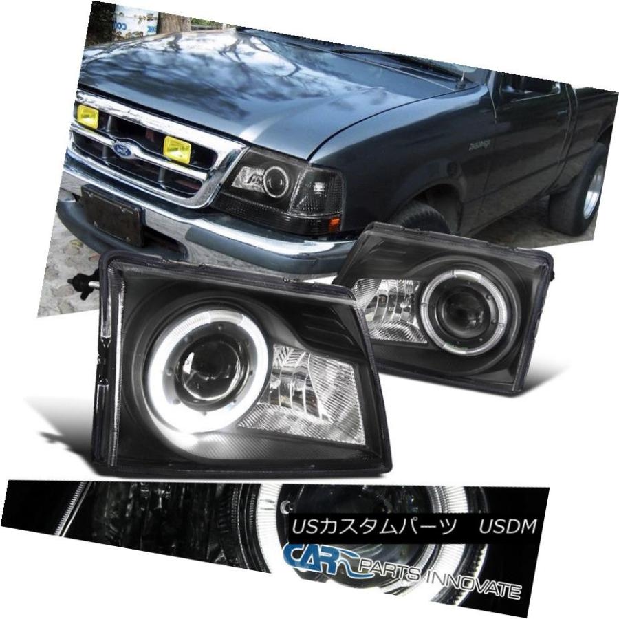 ヘッドライト フォード1998-2000レンジャーピックアップトラックプロジェクターヘッドライトランプブラック/ハローリム Ford 1998-200
