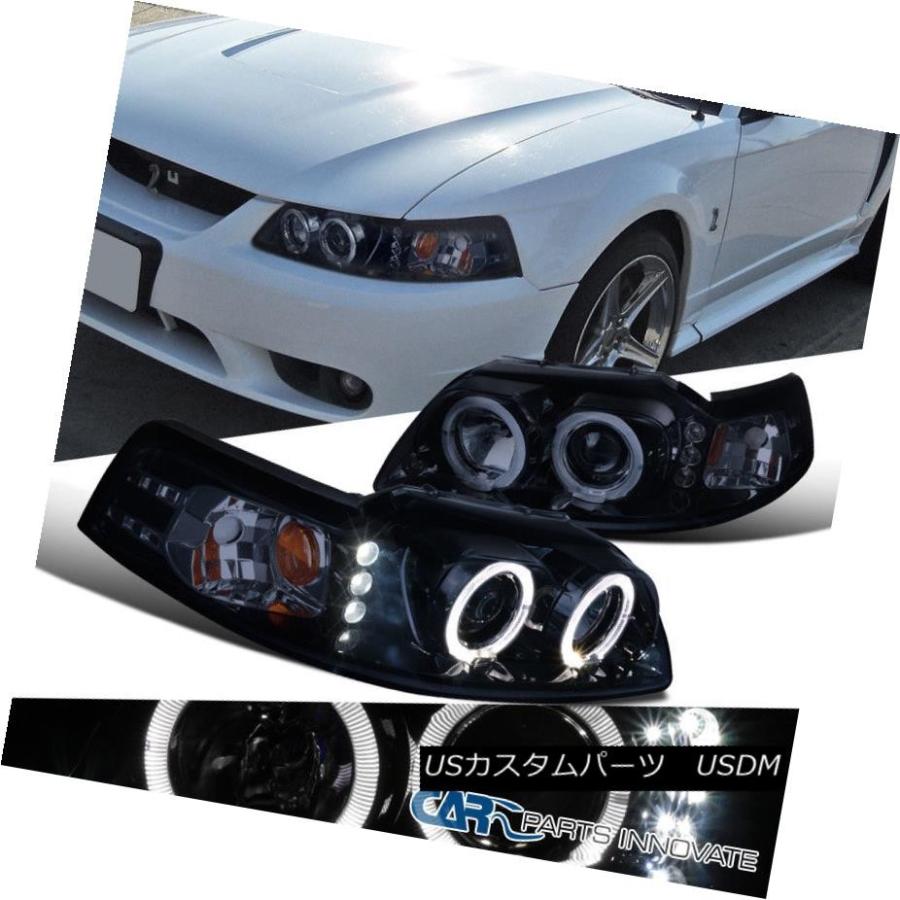 ヘッドライト 光沢のあるブラックフォード99-04マスタングの交換着色LEDプロジェクターヘッドライトペア Glossy Black Ford 99-