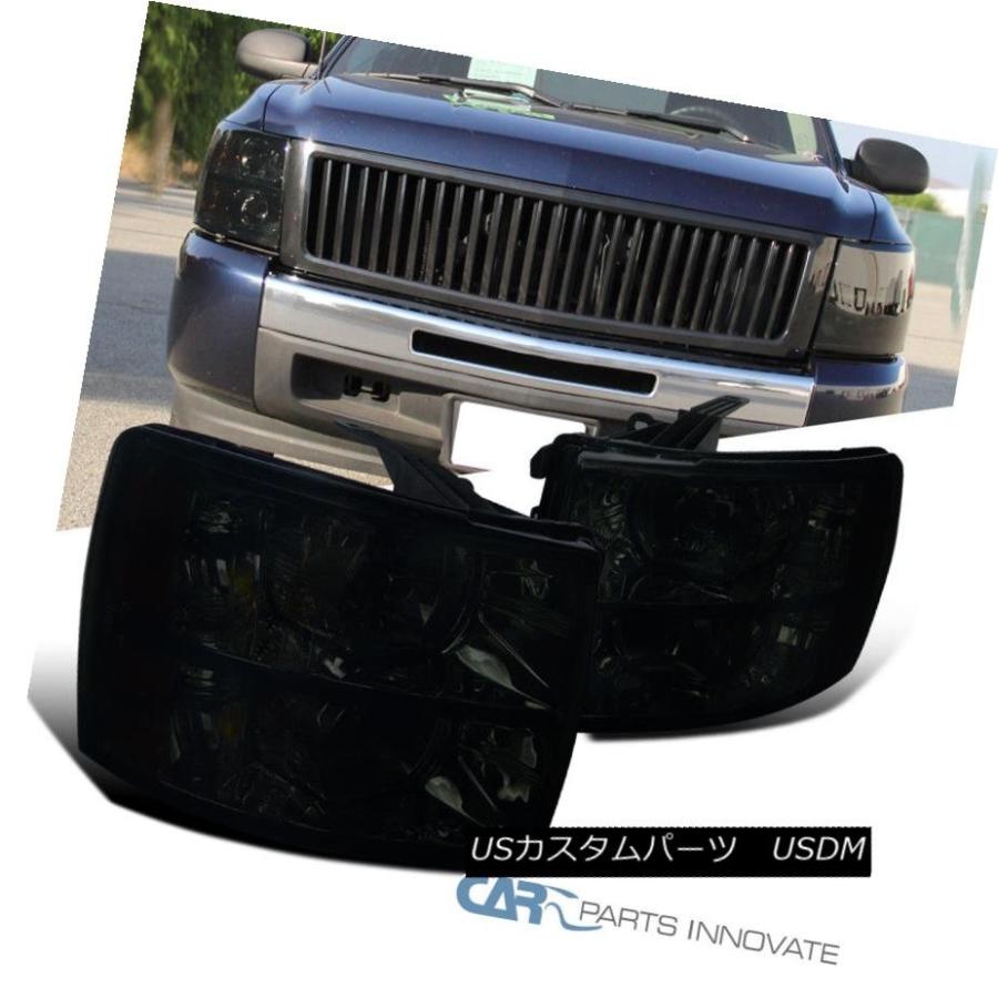 ヘッドライト 07-14 Chevy Silverado 1500 2500 3500ユーロ交換用スモークレンズヘッドライトペア 07-14 Chev