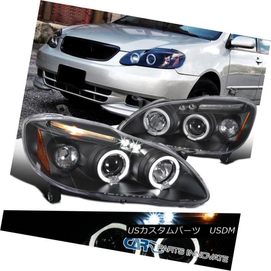 ヘッドライト フィットトヨタ03-08カローラブラックLEDハロープロジェクターヘッドライトヘッドランプを駆動する Fit Toyota 03-08