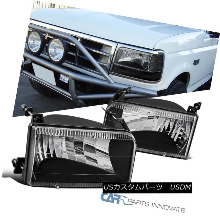 ヘッドライト 92-96 F150 / 250/350ピックアップトラックブロンコブラッククリアヘッドライトヘッドランプペア 92-96 F150/2