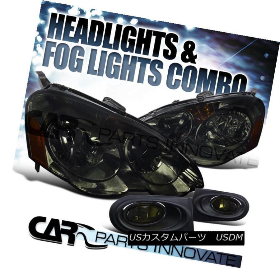 ヘッドライト 2002-2004 Acura RSX DC5スモーククリスタルヘッドライト+スティールテッドフォグバンパーランプ 2002-