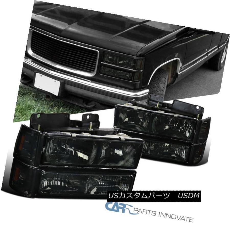 ヘッドライト 94-99 GMC C10 C / K Sierra Yukonスモークヘッドライトバンパーコーナーランプ左+右 94-99 GMC C