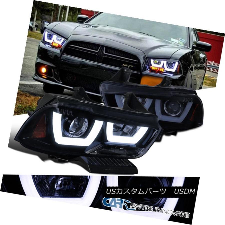 ヘッドライト Dodge 11-14 Charger Glossy Black \"Iced LED Halo\" DRLプロジェクターヘッドライトランプ