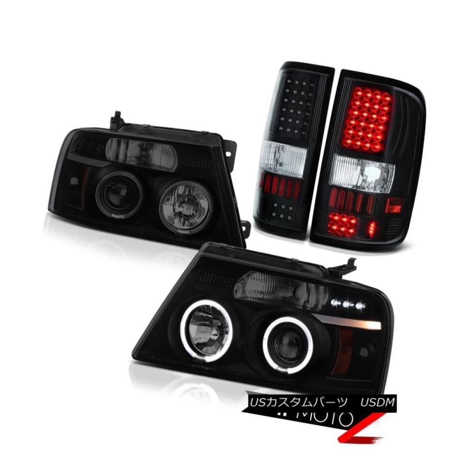 前照灯 前照灯Halo白熱電球テールランプ2004-2008 Ford F150ロボブラックLEDテールランプ Headlights Halo
