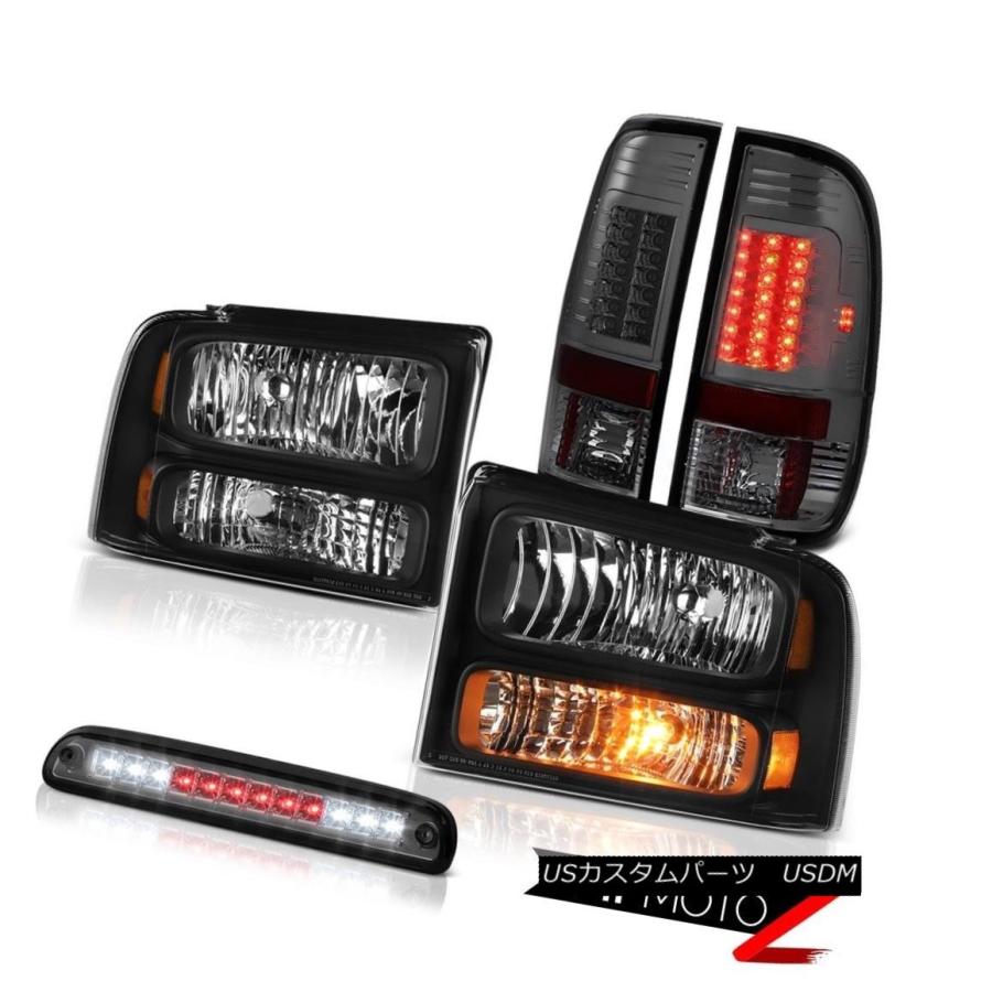 前照灯 05-07 Ford F250 SDマットブラックヘッドライトスモークリアLEDテールライトハイストップ 05-07 Ford F250