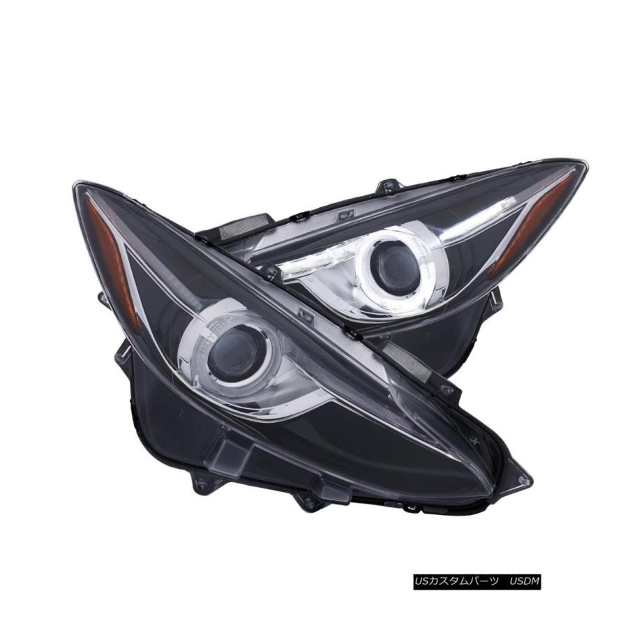 前照灯 Anzo 121522 Mazda 3用ブラックアンバーハロープロジェクターヘッドライトの西洋ナシ Anzo 121522 Pair of その他ライト-自動車-ライト、レンズ