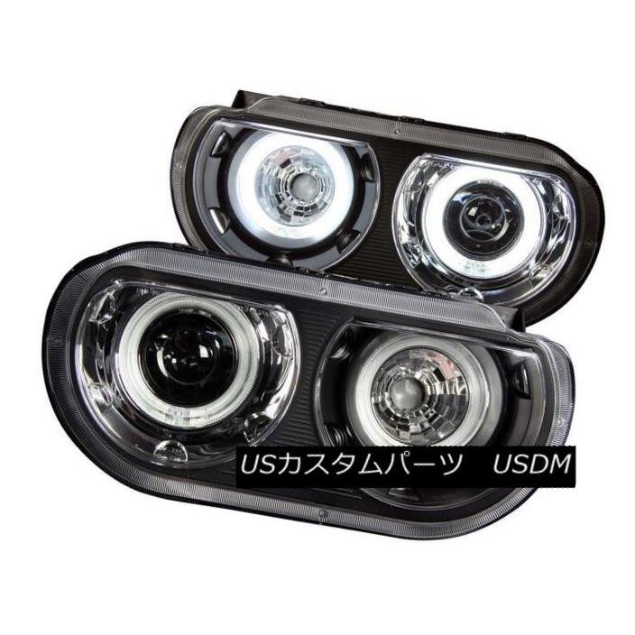 ヘッドライト ANZO 121308ダッジチャレンジャー用の黒色CCFLハロープロジェクターヘッドライト2個セット ANZO 121308 Set o