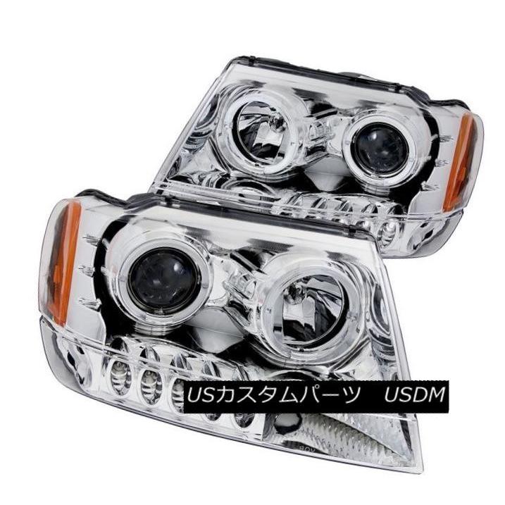 ヘッドライト ANZO 111044 99-04グランドチェロキー用クロームハロープロジェクターヘッドライトセット ANZO 111044 Set o