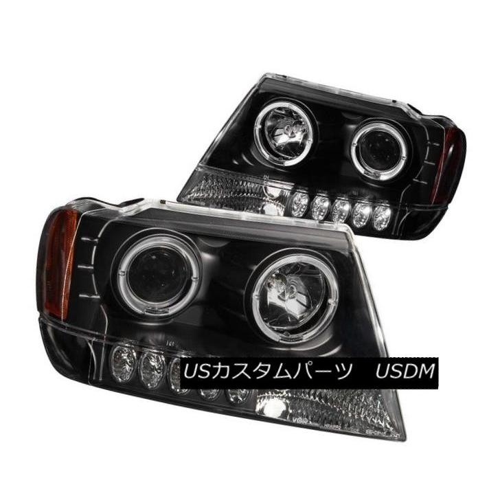 ヘッドライト ANZO 111043 99-04グランドチェロキー用ブラックハロープロジェクターヘッドライトセット ANZO 111043 Set o