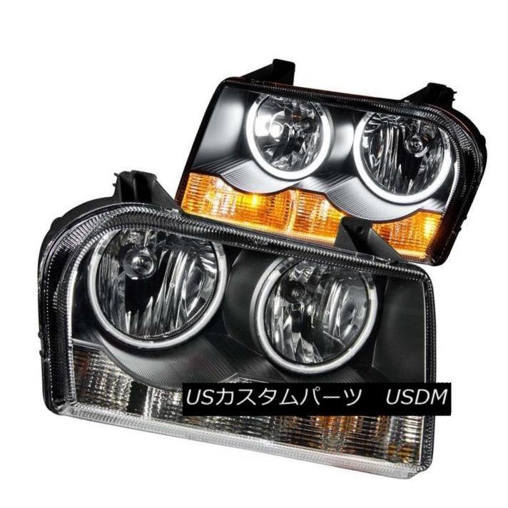 ヘッドライト ANZO 121138 05-10クライスラー300用の黒色CCFLハロープロジェクターヘッドライト2個のセット ANZO 121138