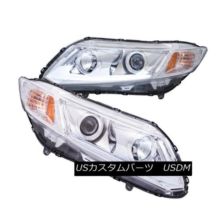 ヘッドライト ホンダシビックのためのアンゾ121480クロム板型のプロジェクターヘッドライトペア Anzo 121480 Chrome Plank S