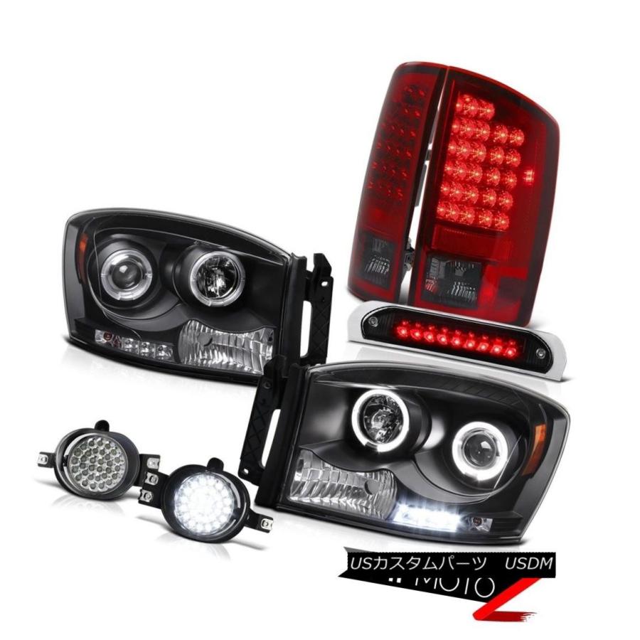 ヘッドライト 2007年2008年Ram PowerTechヘッドライトバーガンディーLED灯台D.R.L Fog 3rdブレーキ 2007 2008