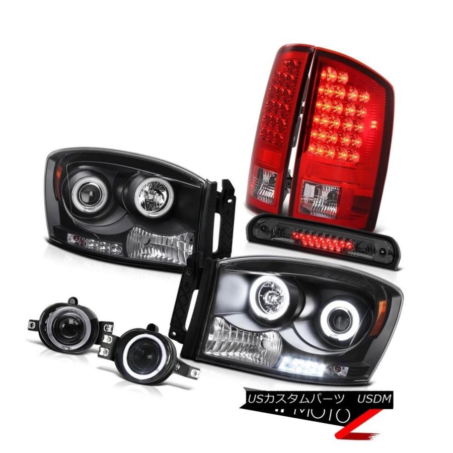 ヘッドライト ブラックCCFLヘッドライトレッドLEDテールライトFoglamps High Smoke 2006 Dodge Ram SLT Bla