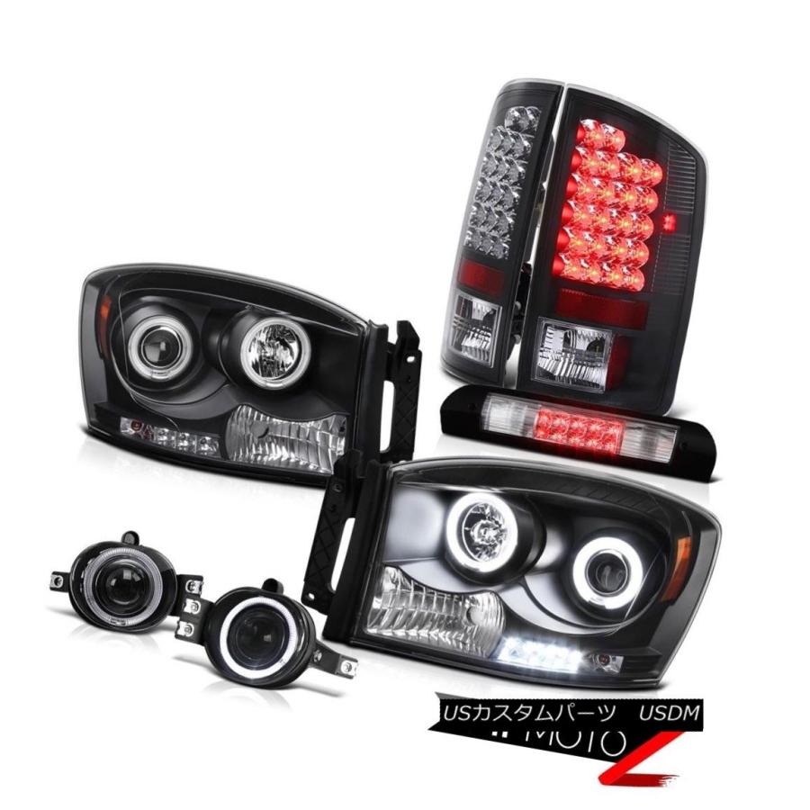ヘッドライト 2007-2008 Ram 2500 CCFL HaloヘッドライトブラックLEDテールライトFoglights Cargo 2007-