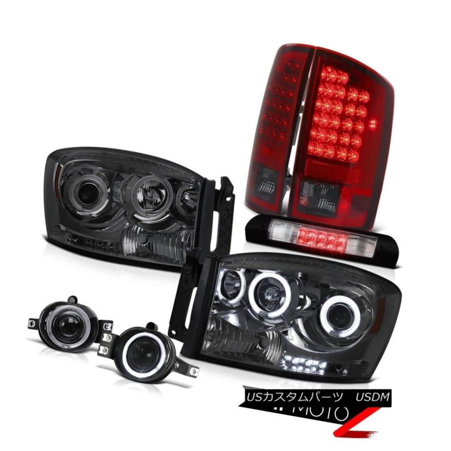 ヘッドライト CCFLリムヘッドライトダークレッドLEDテールライトフォグルーフクリア2006ドッジラム2500 CCFL Rim Headlight