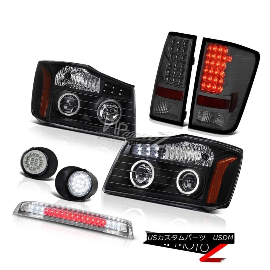 ヘッドライト ブラックヘイローヘッドライトLEDテールライトバンパーフォグブレーキカーゴ2004-2015タイタン Black Halo Headli