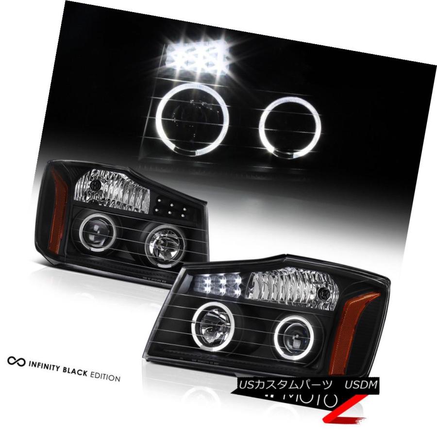 ヘッドライト ブラックヘイローヘッドライトLEDテールライトバンパーフォグブレーキカーゴ2004-2015タイタン Black Halo Headli_1