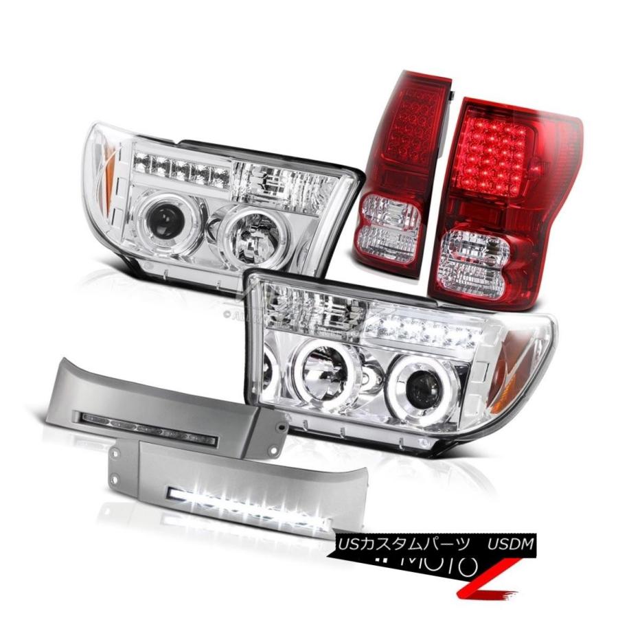 ヘッドライト 07 08 09 10 11 12 13 Toyota Tundra Red SMDブレーキテールライトHalo LEDヘッドライト 0