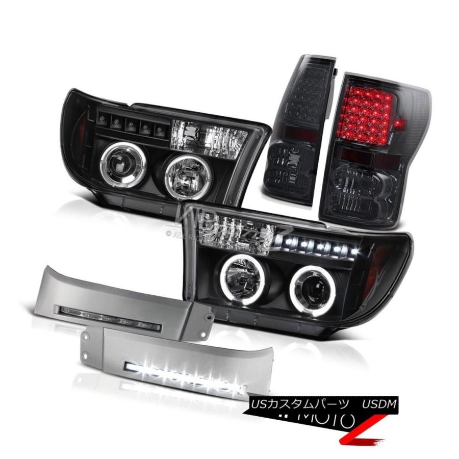 ヘッドライト 2007年?2013年Tundra V8スモークリアテールライトエンジェルアイヘッドライトフォグDRL Bumper 2007-2013