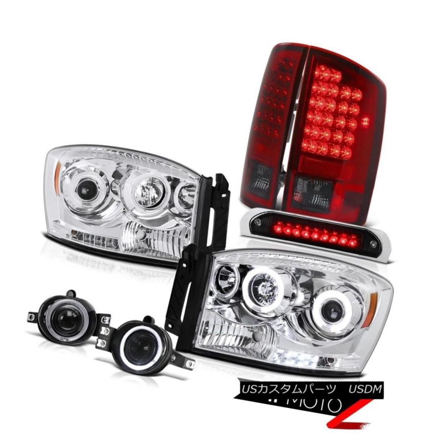 ヘッドライト 最も明るいCCFLリングヘッドライトダークRED LEDタイルランプユーロフォグ3rd 2006 Ram Hemi Brightest