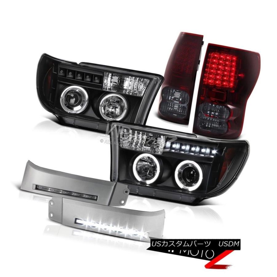 ヘッドライト 07-13 Tundra PickUpトラックワインレッドLEDブレーキランプHalo Headlight with DRL Fog L