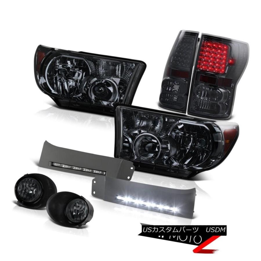 ヘッドライト 07-13 Toyota Tundra SLEEPERスモークヘッドランプダークLEDブレーキランプD.R.Lドライビングフォグ 07-