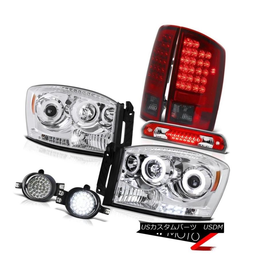 ヘッドライト Halo DRLヘッドライトLEDテールライトFoglightルーフブレーキレッド2006 Dodge Ram Hemi Halo DR