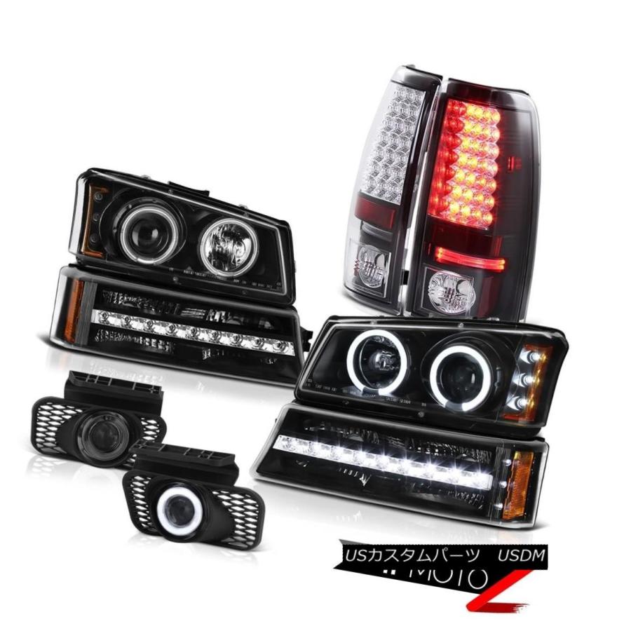 ヘッドライト 03-06 Silverado 1500 Foglampsインキーブラックテールブレーキランプバンパーライトヘッドランプ 03-06 S