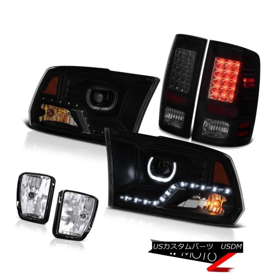 ヘッドライト 13-18 RAM 1500煙がかかったDRLヘッドランプクリアChrome Drive Light Tail Lamp 13-18 R