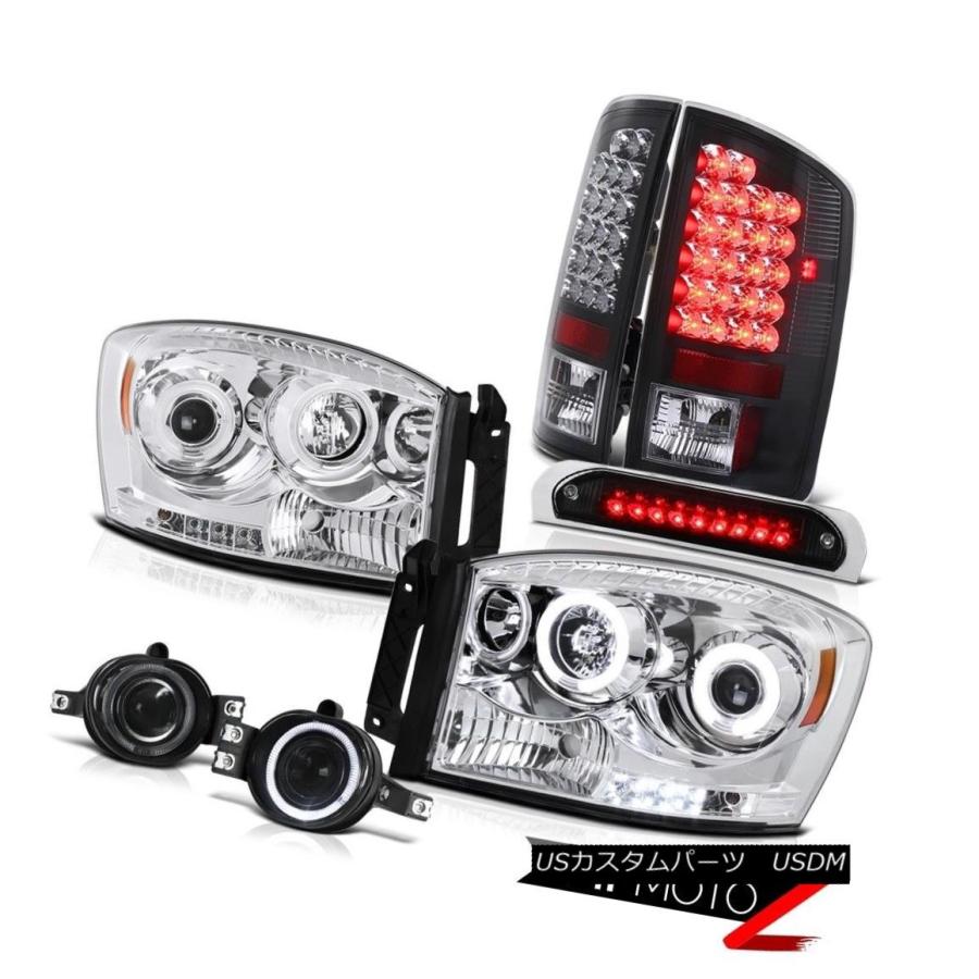 ヘッドライト 蛍光ハローヘッドライトブラックブレーキテールライトフォグハイLED 2006 Ram V6 Fluorescence Halo Head