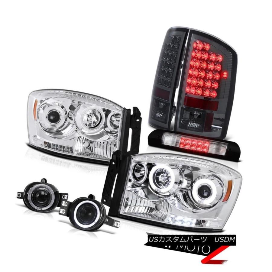 ヘッドライト 07 08 Ram HemiヘッドライトCCFL Angel Eye Smoke LEDテールライトHalo Fog Euro 3rd