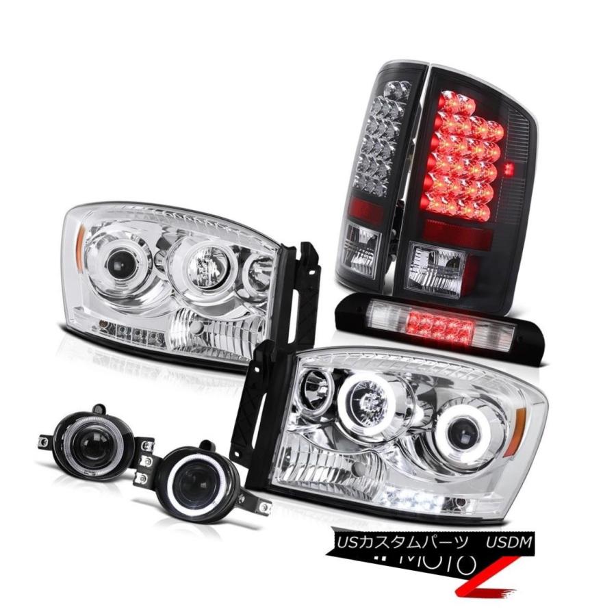 ヘッドライト 07 08ダッジラムユーロCCFLリングヘッドランプSMDテールライトブラックフォグルーフ第3 LED 07 08 Dodge Ram