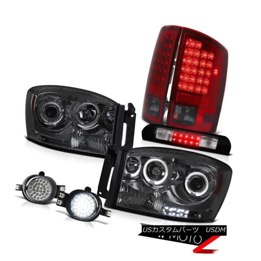 ヘッドライト 07 08ダッジラムスモークヘッドライトBRIGHT LEDテールライトトリムフォグ屋根ブレーキカーゴ 07 08 Dodge Ram