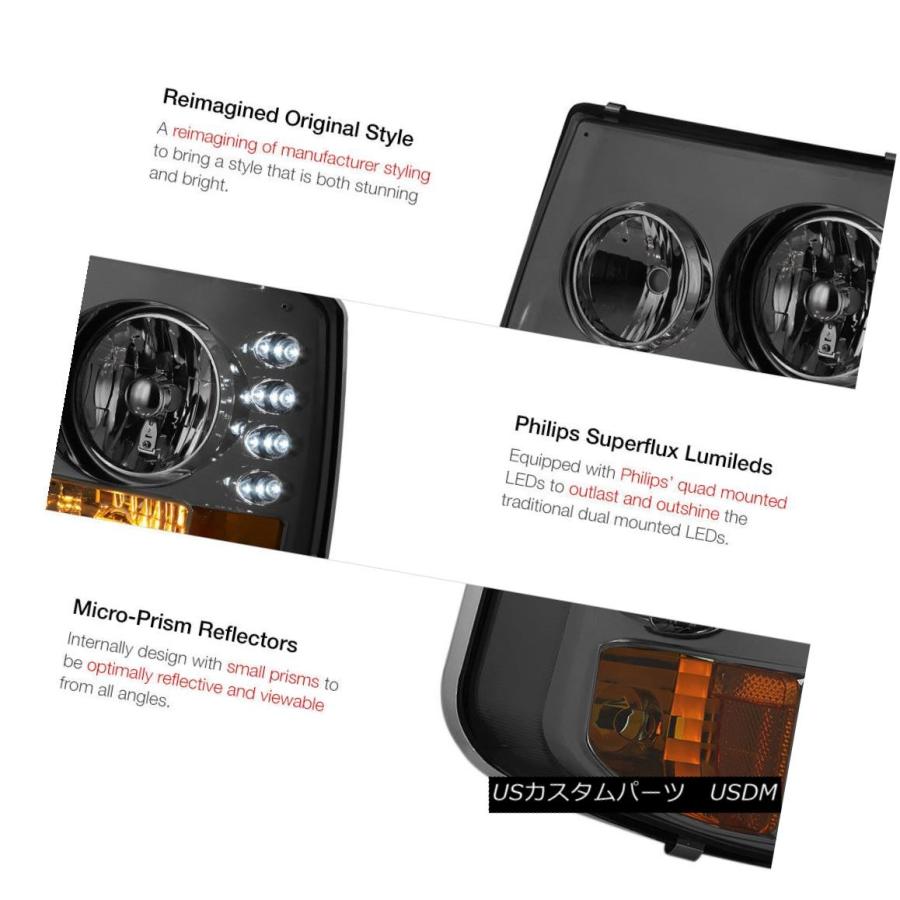 ヘッドライト 2000-2006タホバンパーヘッドライトクロームLED SMDテールライトフォグマットブラックグリル 2000-2006 Tahoe_2