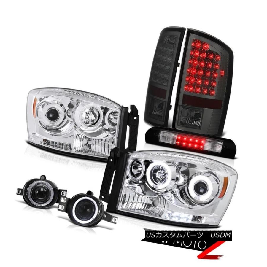 ヘッドライト 2007-2008ラムマグナムV8 CCFLハローヘッドランプスモークLEDテールランプクロームフォグ3RD 2007-2008 Ram