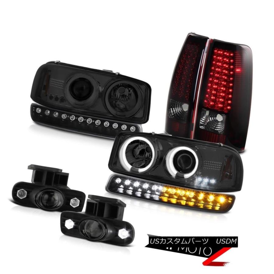ヘッドライト 99-02 GMCシエラスモーキーフォグランプ赤色smdテールライト信号を回すccflヘッドランプ 99-02 GMC Sierra S
