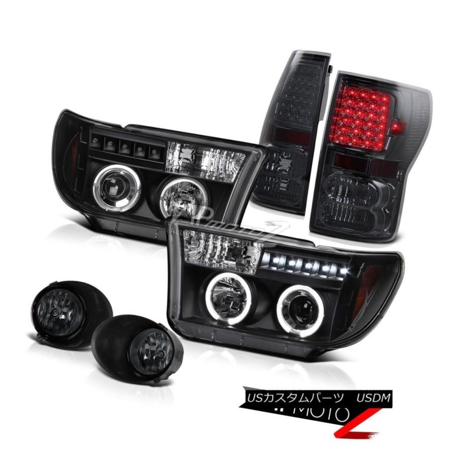 ヘッドライト ブラックハロープロジェクターヘッドライト+ Ledテールライト+ FogランプToyota 07-2013 Tundra Black H