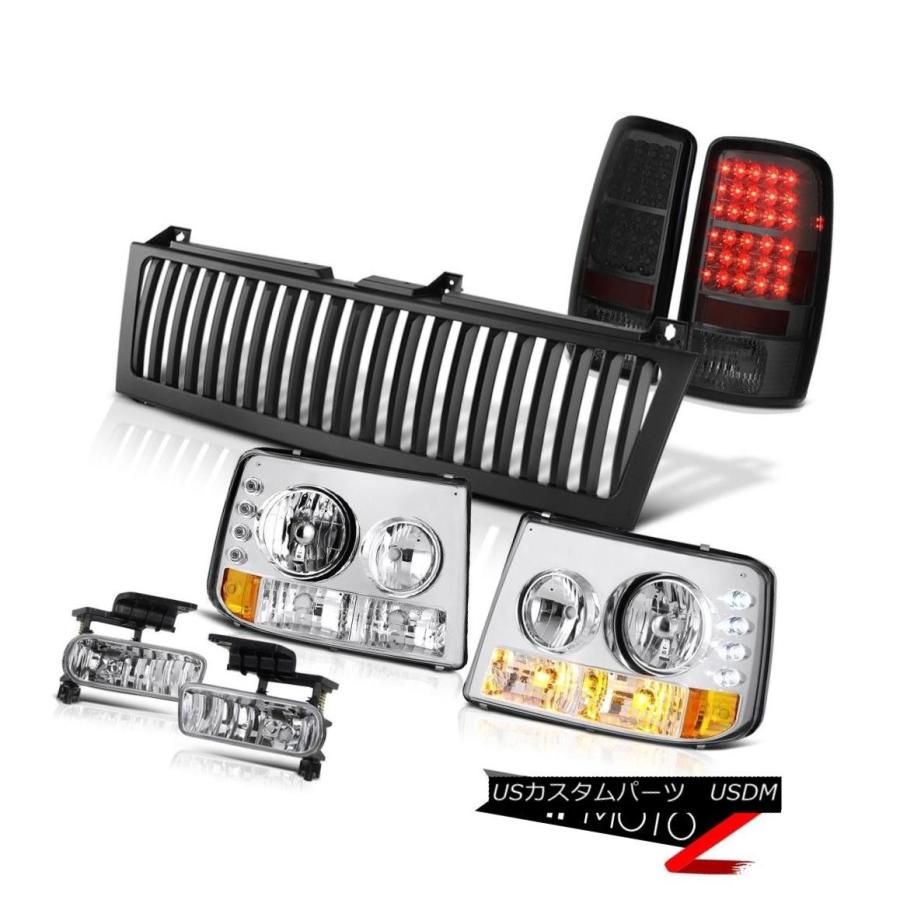 ヘッドライト 2000-2006タホLSヘッドライトスモークLEDタイルランプクリスタルクリアフォグブラックグリル 2000-2006 Tahoe L