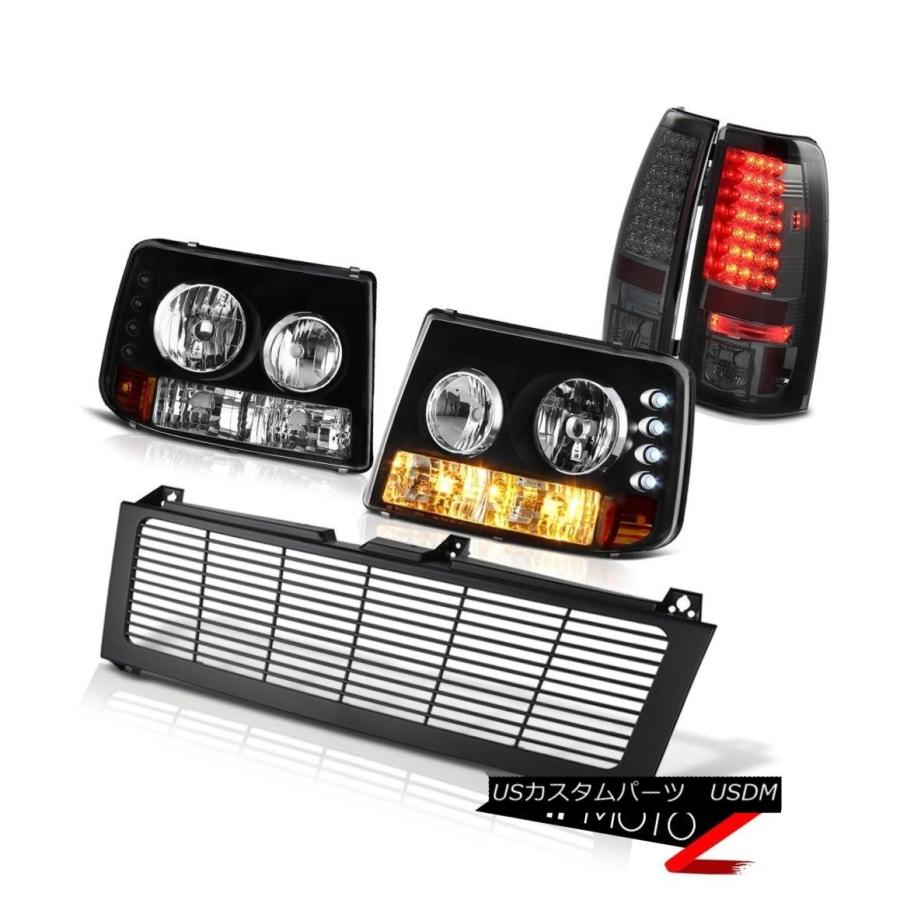 ヘッドライト クリスタルバンパーヘッドライトスモークティアライツブラックグリル1999-2002シルバラード4WD Crystal Bumper He