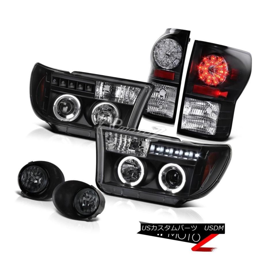 ヘッドライト ブラックハロープロジェクターヘッドライト+ Ledテールライト+ FogランプToyota 07-2013 Tundra Black H
