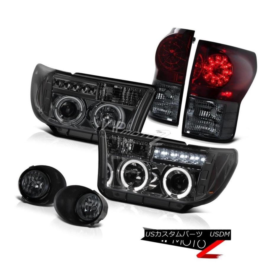 ヘッドライト ハロープロジェクター煙ヘッドライト+ Ledテールライト+フォグランターToyota Tundra 07-13 Halo Project